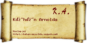 Káhán Arnolda névjegykártya